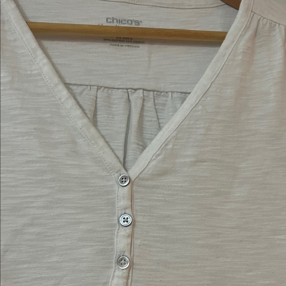 Chico's Off-White Buttoned V-Neck Blouse - Picture 2 of 5
